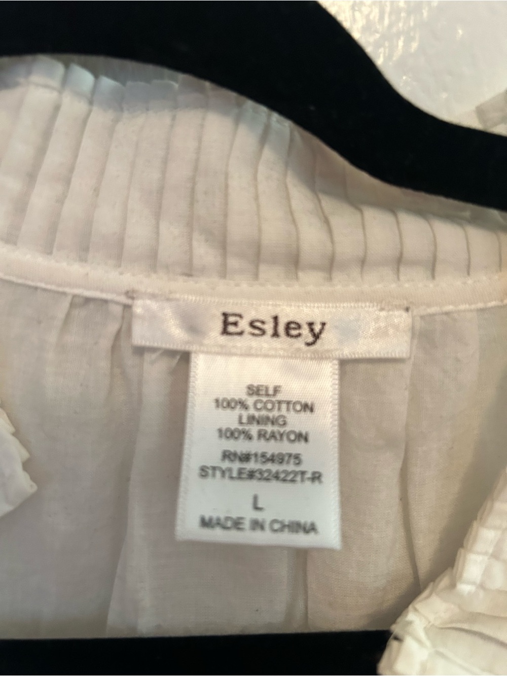 Esley White Pleated Cotton Blend Blouse